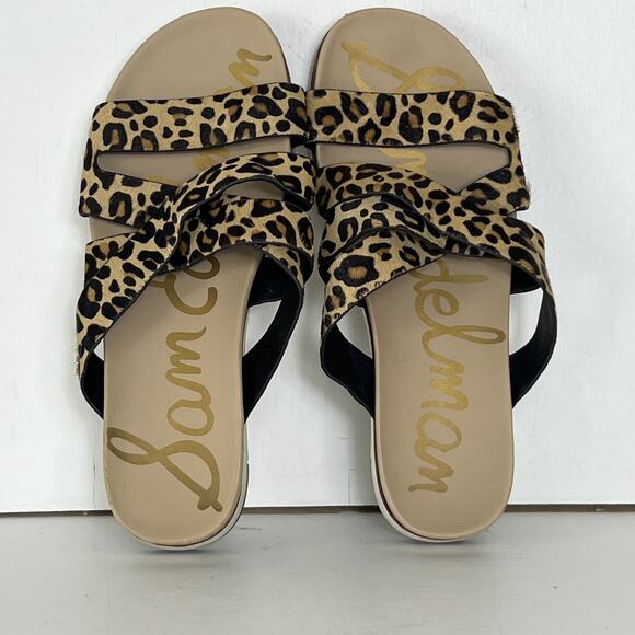 Sam Edelman Shoes - Sam Edelman Leopard Print Slide Sandals in Tan and Black